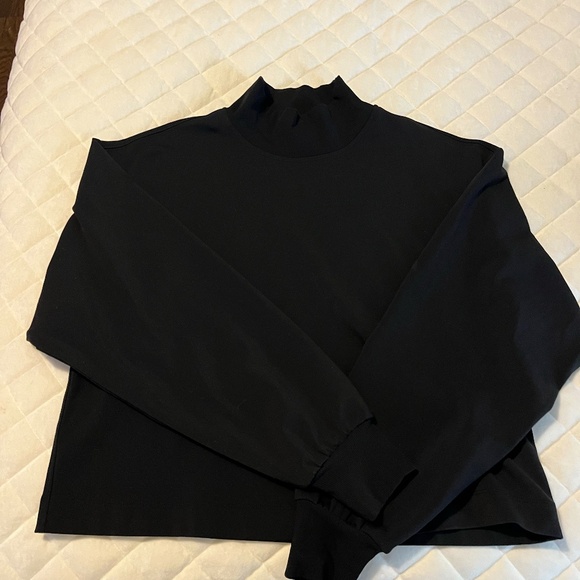Athlete Black Cropped Mockneck Sweatshirt - Picture 1 of 5